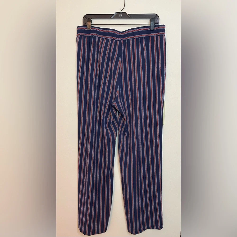 Michael Kors Women’s Stripped Relaxed Wide Leg Elastic Waistband Pockets Sz L.